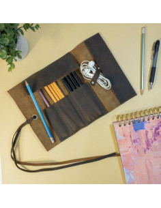 Estuche de Cuero Rústico Hide & Drink para Lápices - Marrón Bourbon 2