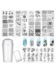Kit de Estampado de Uñas 5pcs MOLILO - Plantillas Flores