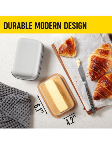 Plato de Mantequilla Blanco Kensington London con Tapa 11.5x8x16.5cm