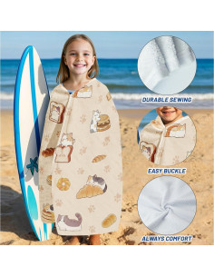 Toalla de Playa con Capucha HEIFAM Gato 127x76 cm 2
