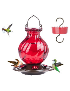 Comedero para Colibríes Auslar 0.77L Vidrio Rojo 5 Puertos