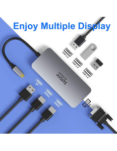 Adaptador USB C a Doble HDMI 4K Selore 7 en 1 - Compatible con Mac y Windows 2