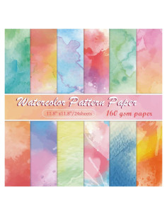 Konsait Papel de Acuarela 30x30 cm - 24 Hojas Doble Cara