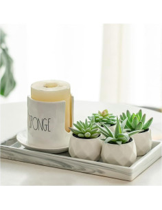 Conjunto de Suculentas Falsas CADNLY en Macetas Cerámicas - 4 Piezas 2