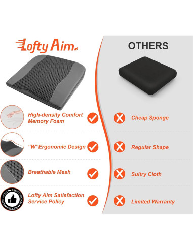 Cojín de Asiento de Coche Lofty Aim - Espuma de Memoria 45x43cm