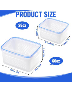 Contenedores de Almacenamiento para Frutas y Verduras DharBnt - 3 Piezas 850ml a 1750ml 2