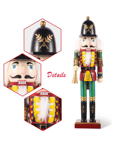 Adorno Cascanueces de Madera Trompetista 30 cm - Navidad