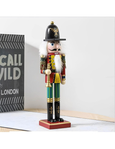 Adorno Cascanueces de Madera Trompetista 30 cm - Navidad