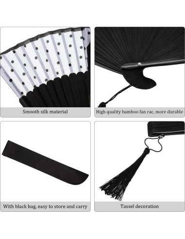 Ventiladores Plegables de Mano Blulu Gato Negro 2 Piezas