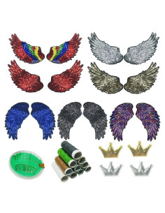 Woohome 10 Piezas Parches de Alas de Lentejuelas para Planchar