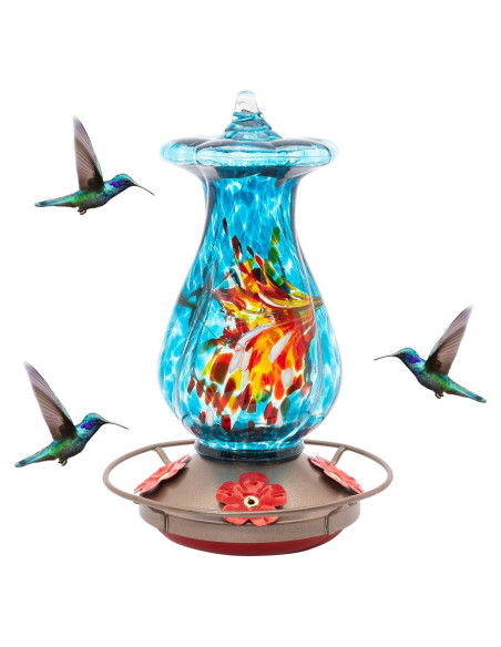 Alimentador de Colibríes MEKKAPRO de Vidrio 20oz Azul Cielo