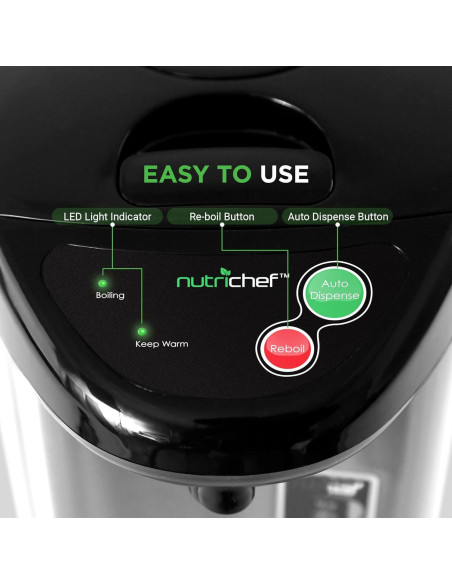 Hervidor de Agua Caliente NutriChef 3.2L Acero Inoxidable