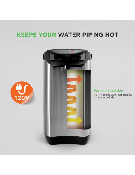 Hervidor de Agua Caliente NutriChef 3.2L Acero Inoxidable