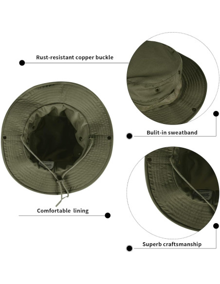 Sombrero de Sol Plegable UPF 50+ Verde Ejército para Hombre y Mujer