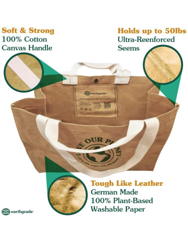 Bolsa de Compras Reutilizable Grande de Papel Sostenible