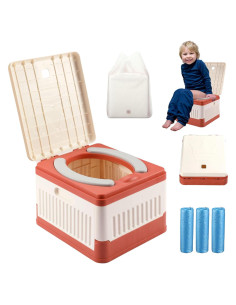 Asiento de Inodoro Portátil Wesketch Naranja Plegable 45 Bolsas