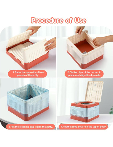 Asiento de Inodoro Portátil Wesketch Naranja Plegable 45 Bolsas