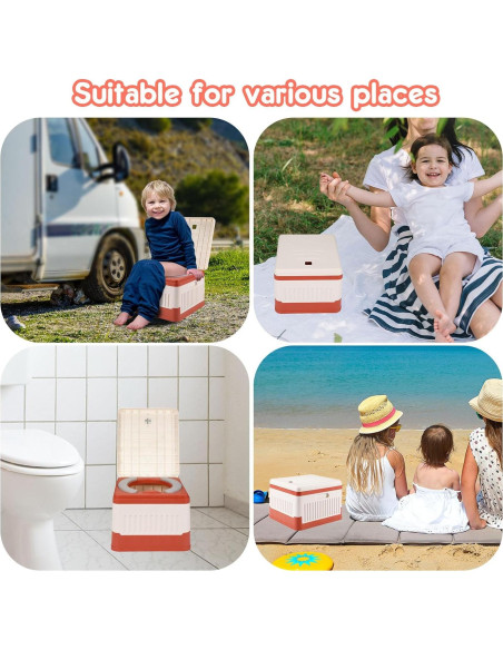 Asiento de Inodoro Portátil Wesketch Naranja Plegable 45 Bolsas