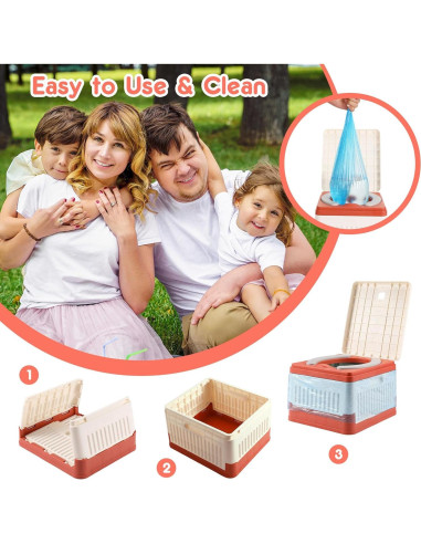 Asiento de Inodoro Portátil Wesketch Naranja Plegable 45 Bolsas