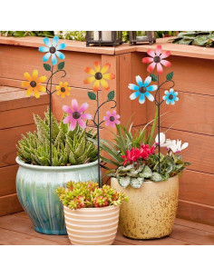 Paquete de 3 Estacas de Jardín SATHGA Flores de Metal 58.7x17 cm 2