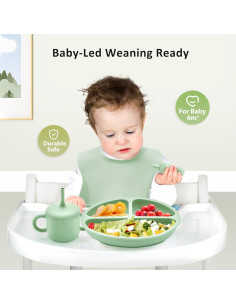 Juego de Alimentación Silicona Bufims 10 Piezas Verde 6+ Meses 2