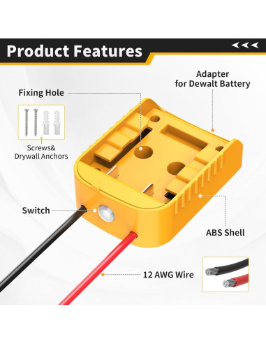 Adaptador de Batería Kzreect 20V con Interruptor y Protección