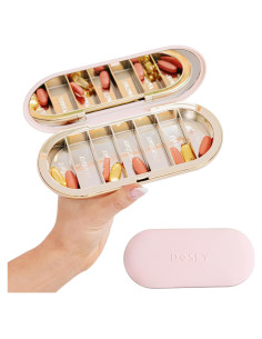 Organizador de Pastillas Dosey Compacto 7 Días Rosa con Espejo