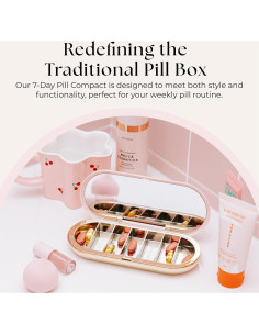 Organizador de Pastillas Dosey Compacto 7 Días Rosa con Espejo 2