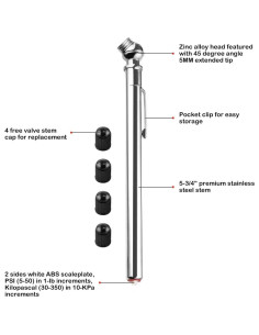 Medidor de Presión de Neumáticos CZC AUTO 5-50 PSI 30-350 KPa 2