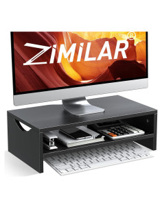 Soporte Elevador de Monitor Zimilar 2 Niveles Madera Negro
