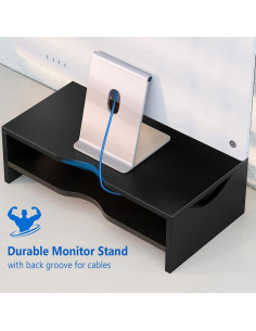 Soporte Elevador de Monitor Zimilar 2 Niveles Madera Negro 2