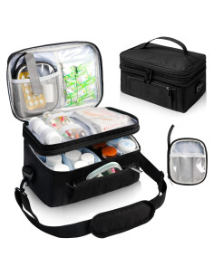 Estuche Organizador de Medicamentos Tesuko Doble Capa Negro 28x18.3x17cm