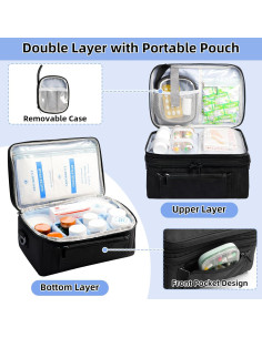 Estuche Organizador de Medicamentos Tesuko Doble Capa Negro 28x18.3x17cm 2
