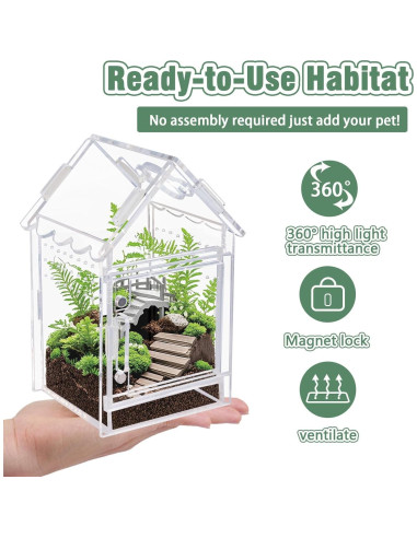 Terrario Acrílico para Arañas y Reptiles Bo-yiti - 8x8x14cm