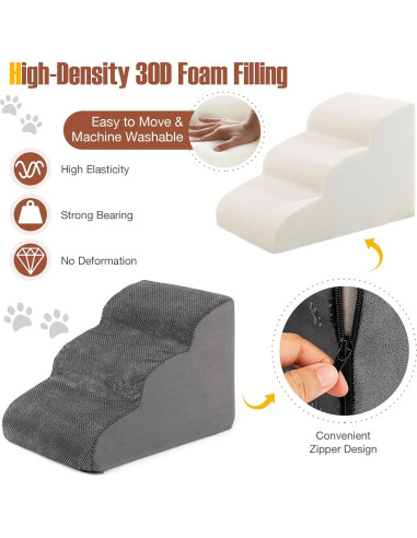 Escalera para Perros Giantex 3 Niveles Antideslizante Gris