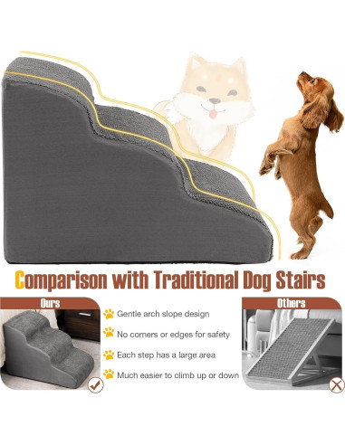 Escalera para Perros Giantex 3 Niveles Antideslizante Gris