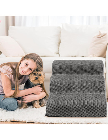 Escalera para Perros Giantex 3 Niveles Antideslizante Gris