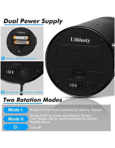 Enrollador de Relojes Automáticos Uthlusty Negro con Motor Silencioso