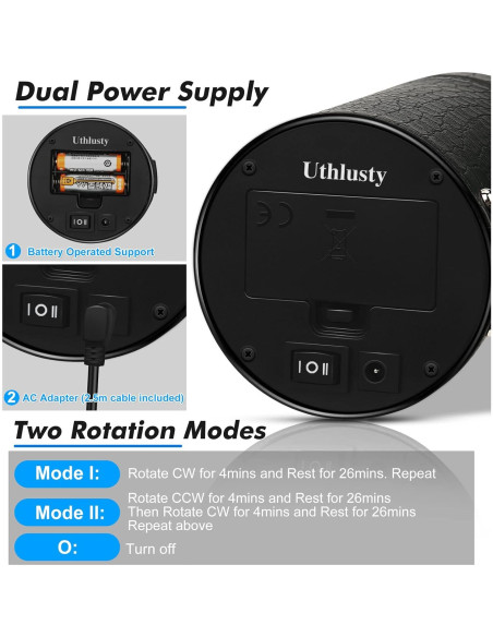 Enrollador de Relojes Automáticos Uthlusty Negro con Motor Silencioso