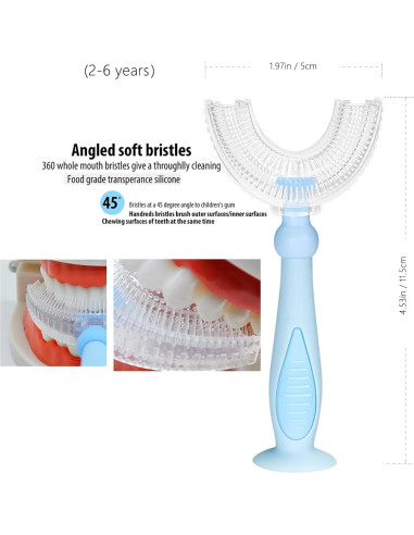 Cepillo de Dientes en U Tusiwit para Niños 2-6 Años Azul
