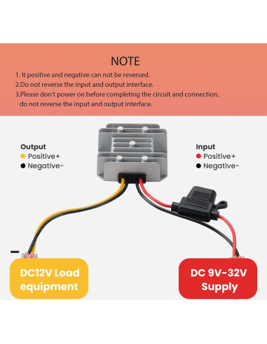 Convertidor Buck 12V 5A YBBOTT 60W DC 9-32V a 12V