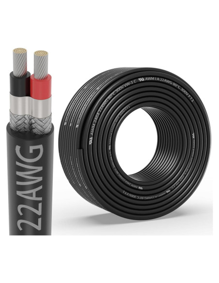Cable apantallado 22 AWG 2 conductores PYL 7.62 m UL2464 Cable apantallado 22 AWG 2 conductores PYL 7.62 m UL2464
