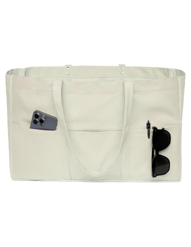 Bolsa de Lona Extra Grande Beige 55x35x20 cm Reutilizable