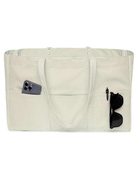 Bolsa de Lona Extra Grande Beige 55x35x20 cm Reutilizable