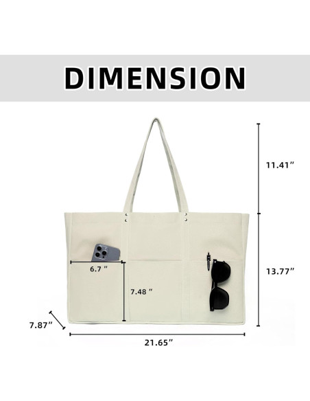 Bolsa de Lona Extra Grande Beige 55x35x20 cm Reutilizable