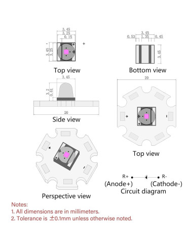 5 Pcs Luz LED UV 365-370nm Alta Potencia LEDGUHON