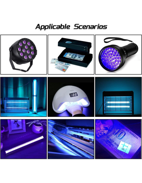 5 Pcs Luz LED UV 365-370nm Alta Potencia LEDGUHON