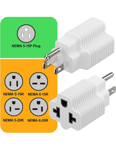Adaptador de Enchufe CA 4 en 1 PluGrand 15A 125V a 20A 250V