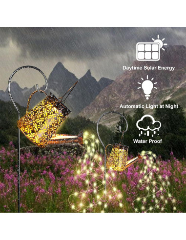 Luces de Riego Solar con Diseño de Copo de Nieve - 2 Paquete
