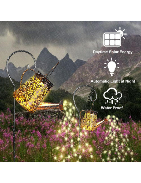 Luces de Riego Solar con Diseño de Copo de Nieve - 2 Paquete